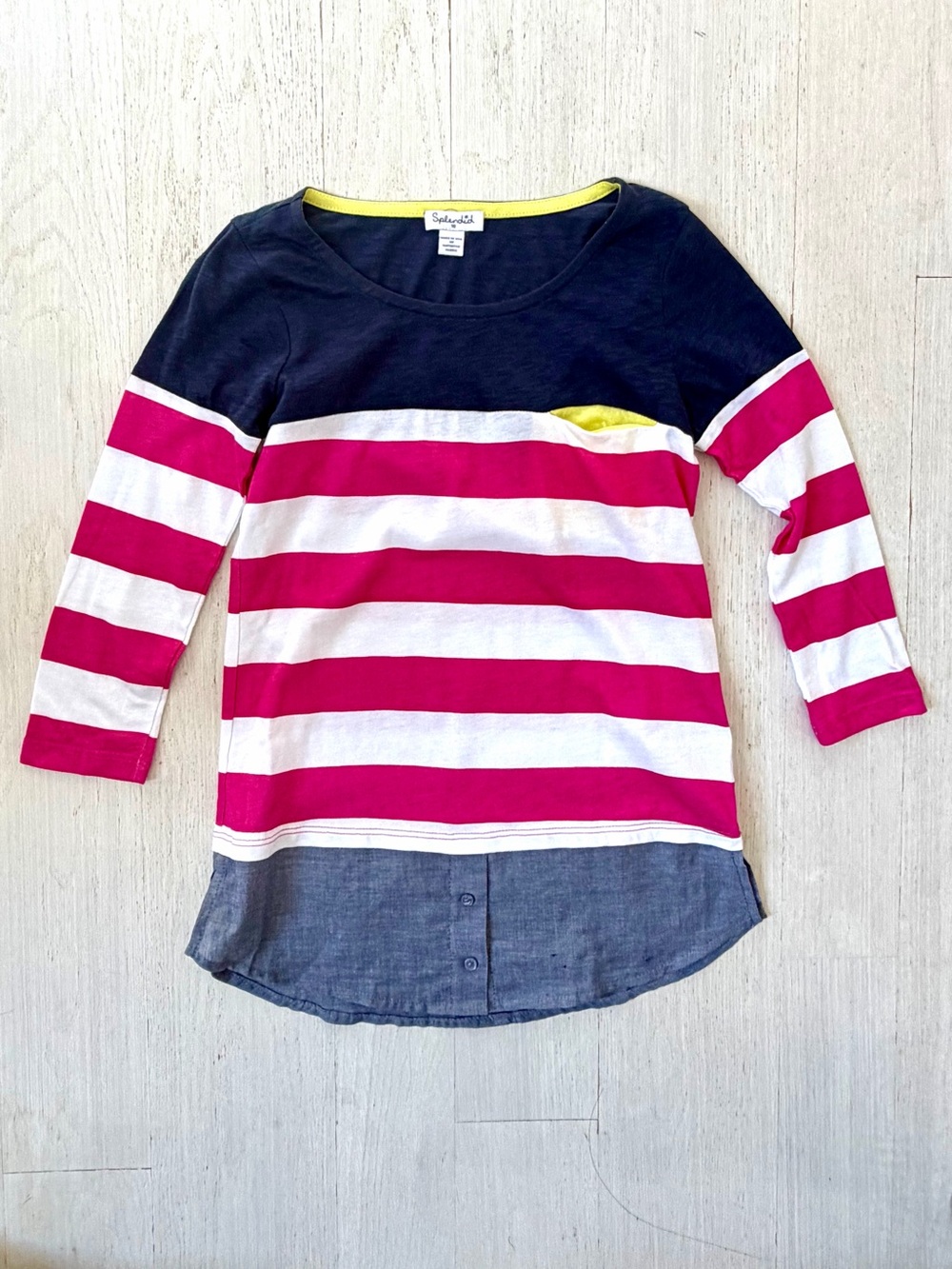 Splendid Navy, Hot Pink & White Striped Long Sleeve Tee (girls size 10)